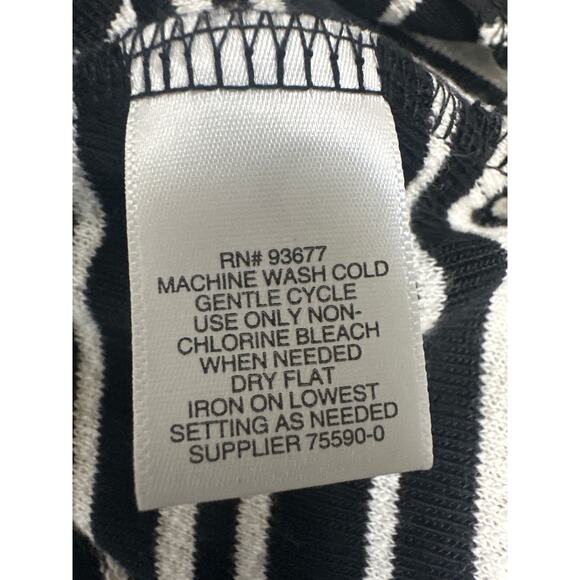 Liz Claiborne Black & White Striped Tunic Top Pockets Womens Medium Nautical NWT - Picture 8 of 8